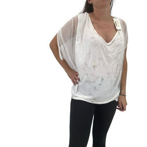 2/$30 HERO CRANE Top Size M NEW Deconstructed OOAK Blouse Mesh Accent Top $175